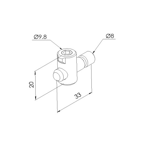 Schéma cotes - Fixation centrale double profilé aluminium – 8 40 - Elcom shop