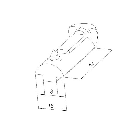 Schéma cotes - Fixation rapide profilé aluminium – 8 – 40 – ST - Zn - Elcom shop