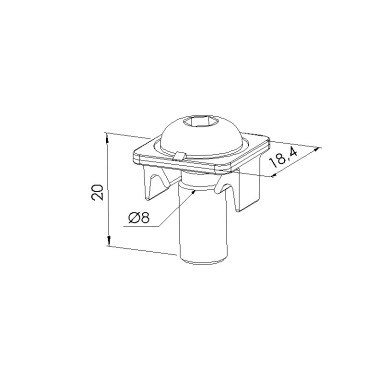 Schéma cotes - Fixation standard profilé aluminium – Rainure 8 mm – Eco - Elcom shop