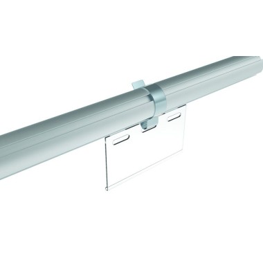Utilisation - Porte-étiquette suspendu pour profilé aluminium rond – D30 – Diamètre 30 mm – Longueur 100 mm - Elcom shop