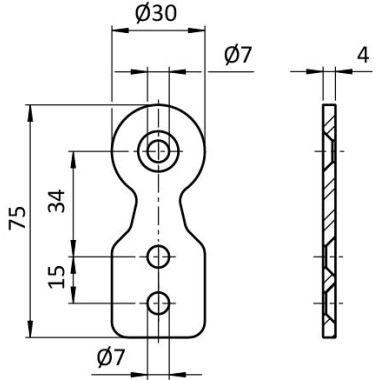 Schémas cotes - Kit support profilé aluminium rond – Rainure 8 mm – D30 – Diamètre 30 mm – Elcom shop
