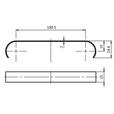 Schéma cotes – Frein D28 pour rail à galets en profilé aluminium – Noir – Elcom shop