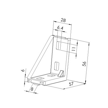 Schéma cotes - Equerre profilé aluminium – Rainure 8mm – Section 60x60x30 mm - Elcom shop