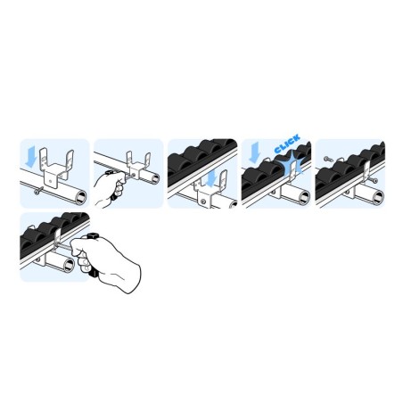 Notice de montage - Kit fixation intermédiaire pour rail à galets sur profilé aluminium rond – D30 – Diamètre 30 mm – Elcom shop
