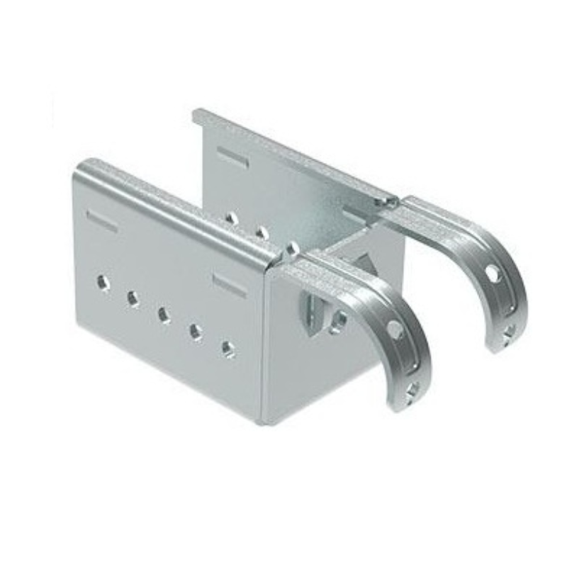 Fixation à double griffe inclinable sans butée pour rail à galets en profilé aluminium – H44.8mm – D30mm