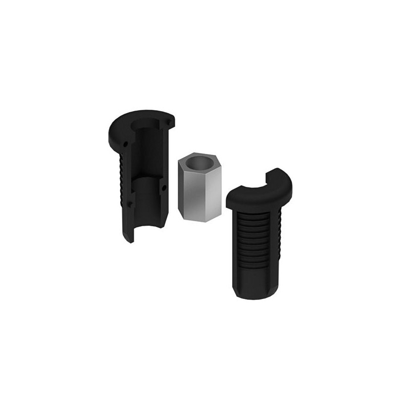 Embout pour profilé aluminium rond - Filetage M12 - D28 - Diamètre 28 mm - ESD - noir - Elcom shop