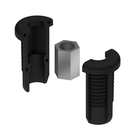 Embout pour profilé aluminium rond - Filetage M12 - D28 - Diamètre 28 mm - ESD - noir - Elcom shop