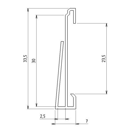 Schéma cotes - Profilé porte-étiquette clipsable compatible avec profilé aluminium rond – D28 – Diamètre 28 mm - Elcom shop
