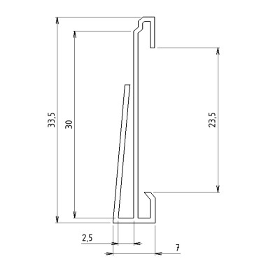 Schéma cotes - Profilé porte-étiquette clipsable compatible avec profilé aluminium rond – D28 – Diamètre 28 mm - Elcom shop