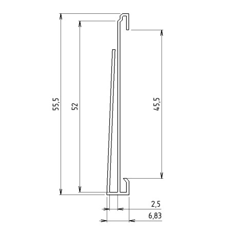 Profilé porte-étiquette clipsable compatible avec profilé aluminium rond (Barre de 2 m) – hauteur 50 mm – D28 – Diamètre 28 mm