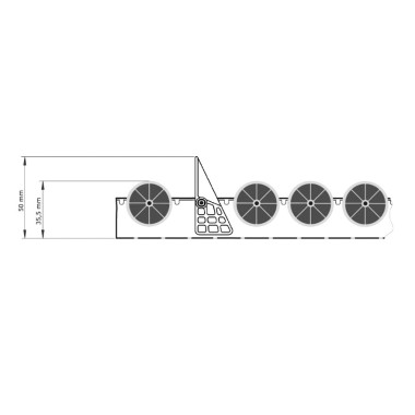 schéma cotes – Butoir anti-retour pour rail à galets – Compatible profilé aluminium rond – D28 – Diamètre 28 mm – Noir