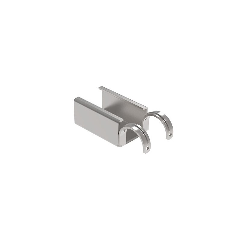 Kit fixation à griffe double sans butée pour rail à galets en profilé aluminium – D28mm – Elcom shop