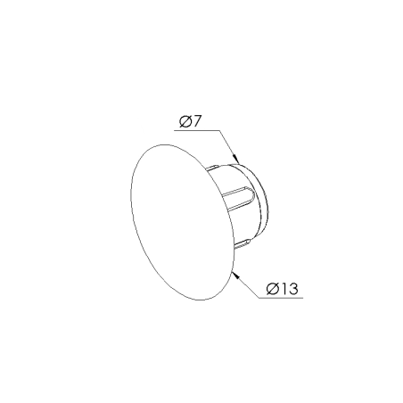 Schéma cotes - Bouchon profilé aluminium – D7x13x6,5 mm - Elcom shop