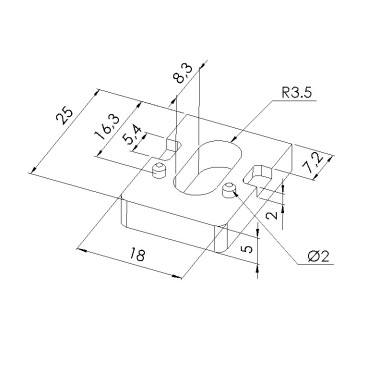 Schéma cotes - Cale panoblock profilé aluminium – Epaisseur 5 mm - Elcom shop