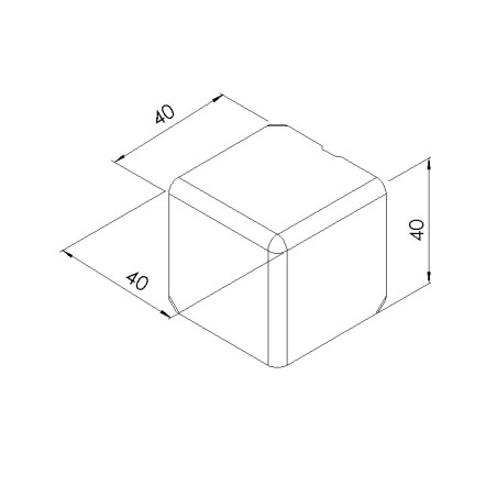 Schéma cotes - Kit raccord d’angle cube profilé aluminium – 8 mm – 40x40x40 mm – Noir - Elcom shop