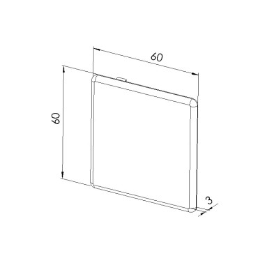 Schéma cotes - Embout profilé aluminium - Rainure 6 mm – Section 60x60 mm - Gris - Elcom shop