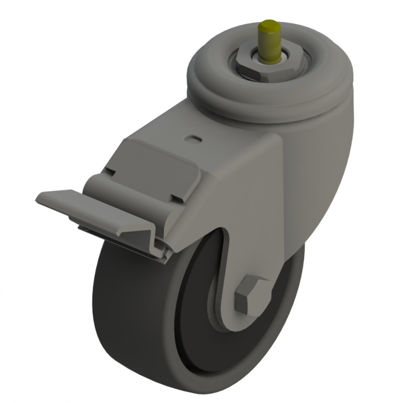 Roulette pivotante à blocage en bout profilé aluminium – D80 – 40x40 mm - Elcom shop