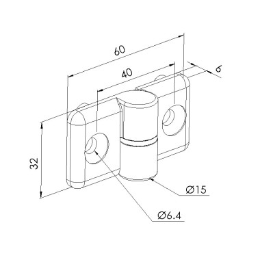 Schéma cotes - Charnière profilé aluminium – 8 – PA - Droite - Elcom shop