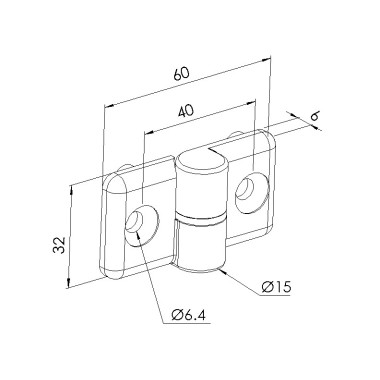 Schéma cotes - Charnière profilé aluminium – 8 – PA - Gauche - Elcom shop