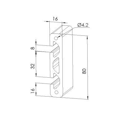 Schéma cotes - Profilé aluminium (Barre de 3 m) – Rainure 8 mm – Section 80x16 mm - Elcom shop