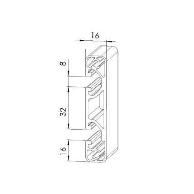 Schéma cotes - Profilé aluminium (Barre de 3 m) – Rainure 8 mm – 80x16mm - Economique - Elcom shop