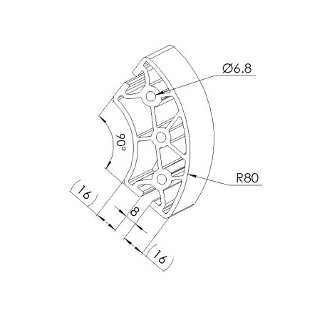 Schéma cotes - Profilé aluminium (Barre de 6 m) - Rainure 8 mm – Section R40/80-90° - Elcom shop