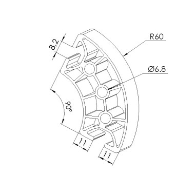 Schéma cotes - Profilé aluminium (Coupe max 6 m) – Rainure 8 mm – Section R30/60-90° - Elcom shop
