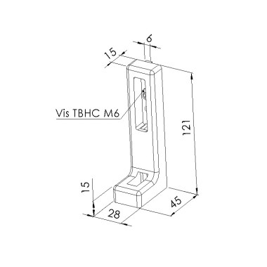 Schéma cotes - Ancrage fixation au sol profilé aluminium – 6 mm - Elcom shop