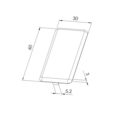 Schéma cotes - Embout profilé aluminium - Rainure 6 mm – Section 60x30 mm - Noir - Elcom shop