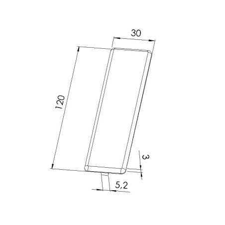 Schéma cotes - Embout profilé aluminium - Rainure 6 mm – Section 120x30 mm - Noir - Elcom shop