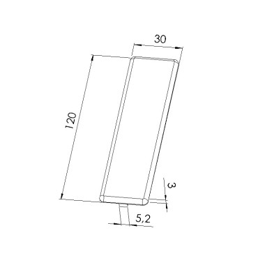 Schéma cotes - Embout profilé aluminium - Rainure 6 mm – Section 120x30 mm - Noir - Elcom shop