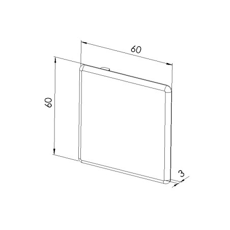 Schéma cotes - Embout profilé aluminium - Rainure 6 mm – Section 60x60 mm - Gris - Elcom shop