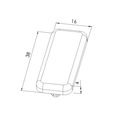 Schéma cotes - Embout profilé aluminium - Rainure 8 mm – Section 40x16 mm - Gris - Elcom shop