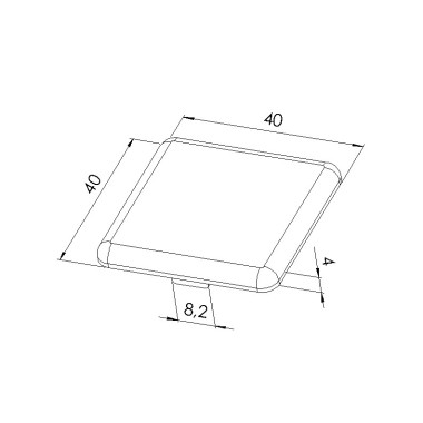 Schéma cotes - Embout profilé aluminium  – Rainure 8 mm – Section 40 x 40mm - gris - Elcom shop