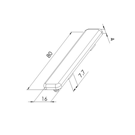 Schéma cotes - Embout profilé aluminium - Rainure 8 mm – Section 80x16 mm - Noir - Elcom shop