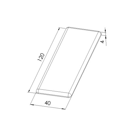 Schéma cotes - Embout profilé aluminium - Rainure 8 mm – Section 120x40 mm - Noir - Elcom shop