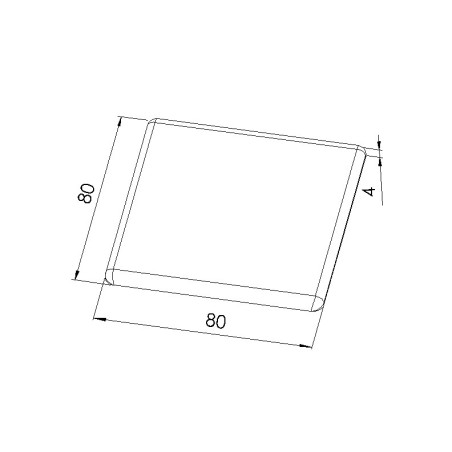 Schéma cotes - Embout profilé aluminium - Rainure 8 mm – Section 80x80 mm - Gris - Elcom shop