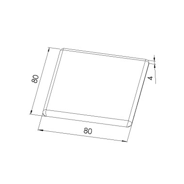 Schéma cotes - Embout profilé aluminium - Rainure 8 mm – Section 80x80 mm - Gris - Elcom shop
