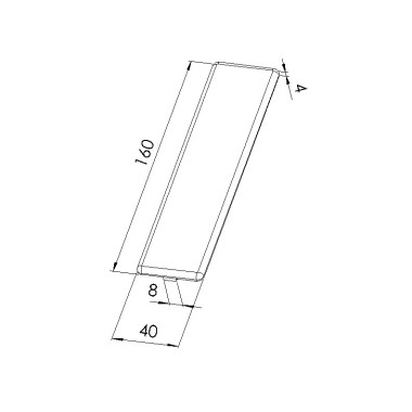 Schéma cotes - Embout profilé aluminium - Rainure 8 mm – Section 160x40 mm - Gris - Elcom shop