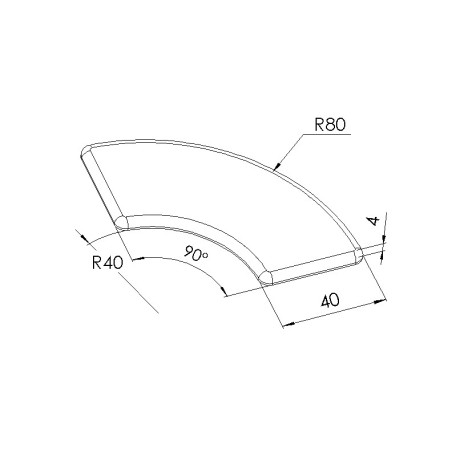 Schéma cotes - Embout profilé aluminium - Rainure 8 mm – Section R40/80-90° - Gris - Elcom shop