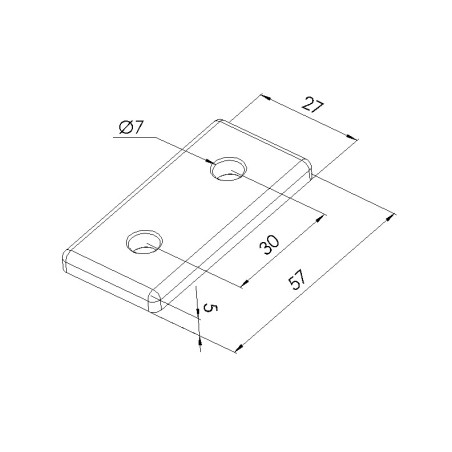 Schéma cotes - Plaque de connexion V2 Profilé aluminium – Section 30x60 mm - Elcom shop