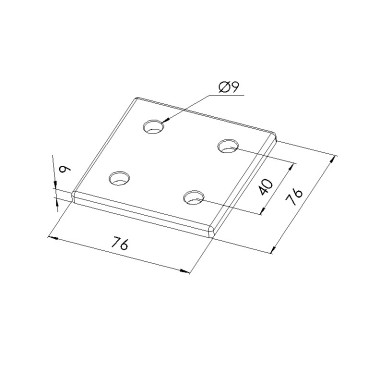 Schéma cotes - Plaque d’assemblage profilé aluminium – Section 80x80 mm – V4C - Elcom shop