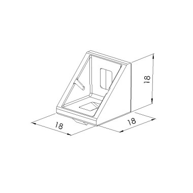 Schéma cotes - Equerre profilé aluminium – Rainure 5 mm – Section 20x20x20 mm – E - Al - Elcom shop