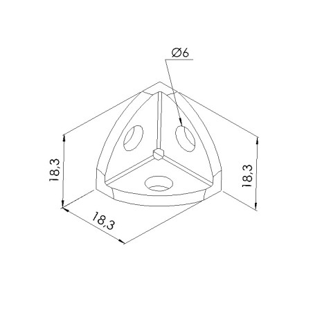 Schéma cotes - Kit raccord d’angle profilé aluminium – Rainure 5 mm – 20 - Elcom shop