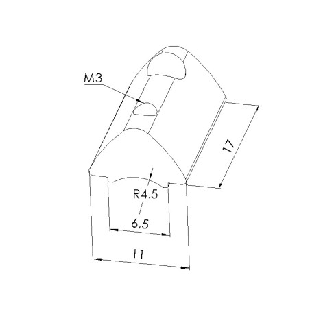 Schéma cotes - Ecrou rainuré Profilé 6 ST– Taraudage M3 – rainure 6 mm - Elcom shop