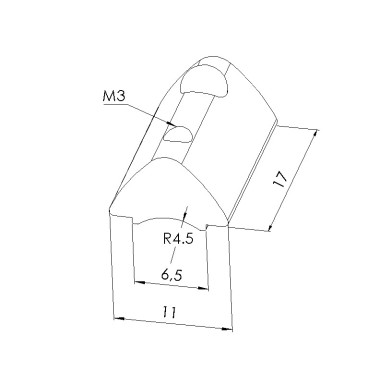 Schéma cotes - Ecrou rainuré Profilé 6 ST– Taraudage M3 – rainure 6 mm - Elcom shop