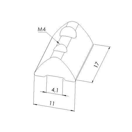 Schéma cotes - Ecrou profilé 6 ST– Taraudage M4 – rainure 6 mm - Elcom shop