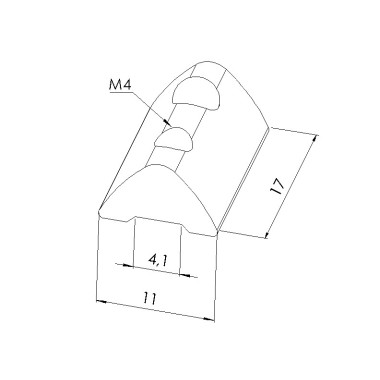 Schéma cotes - Ecrou profilé 6 ST– Taraudage M4 – rainure 6 mm - Elcom shop