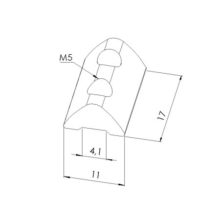 Schéma cotes - Ecrou Profilé 6 ST– Taraudage M5 – rainure 6 mm - Elcom shop