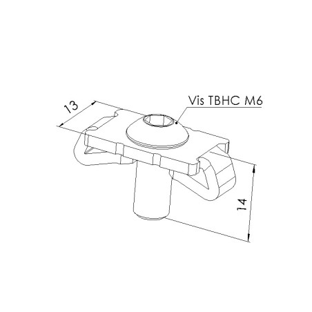 Schéma cotes - Fixation standard profilé aluminium – Rainure 6 mm - Elcom shop